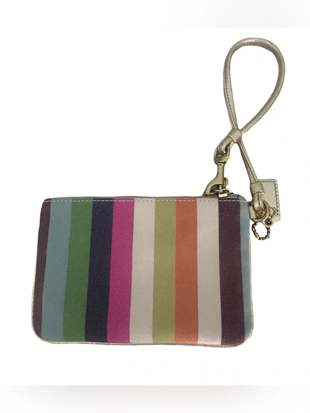 Coach Poppy Legacy Stripe Wristlet Bag 44910 Multicolor Sequin Gold Y2K McBling